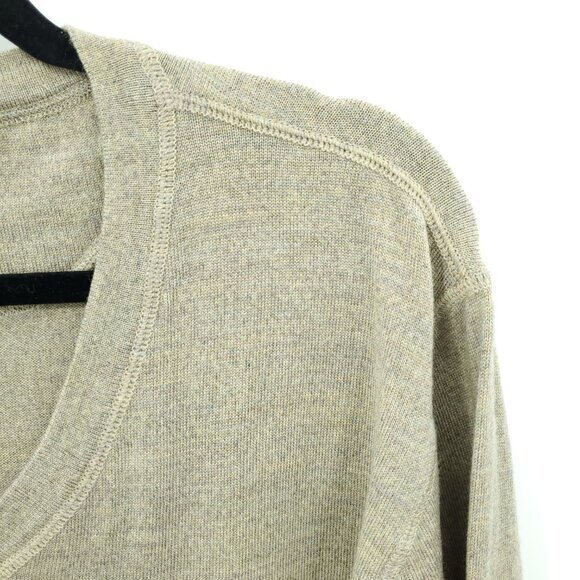 VTG 90s Banana Republic 100% Merino Wool V-Neck Sweater M Tan/Taupe - Picture 7 of 16